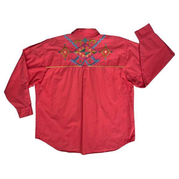 Vtg IB Diffusion Womens Western Shirt Plus 22W Coral Colorful Embroidery Cowgirl - Picture 7 of 16